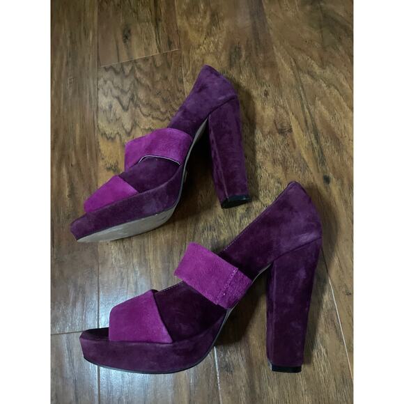 Vintage Y2K JEFFREY CAMPBELL Blink Suede Heels Shoes Purple Fuchsia 7.5 - Picture 5 of 8